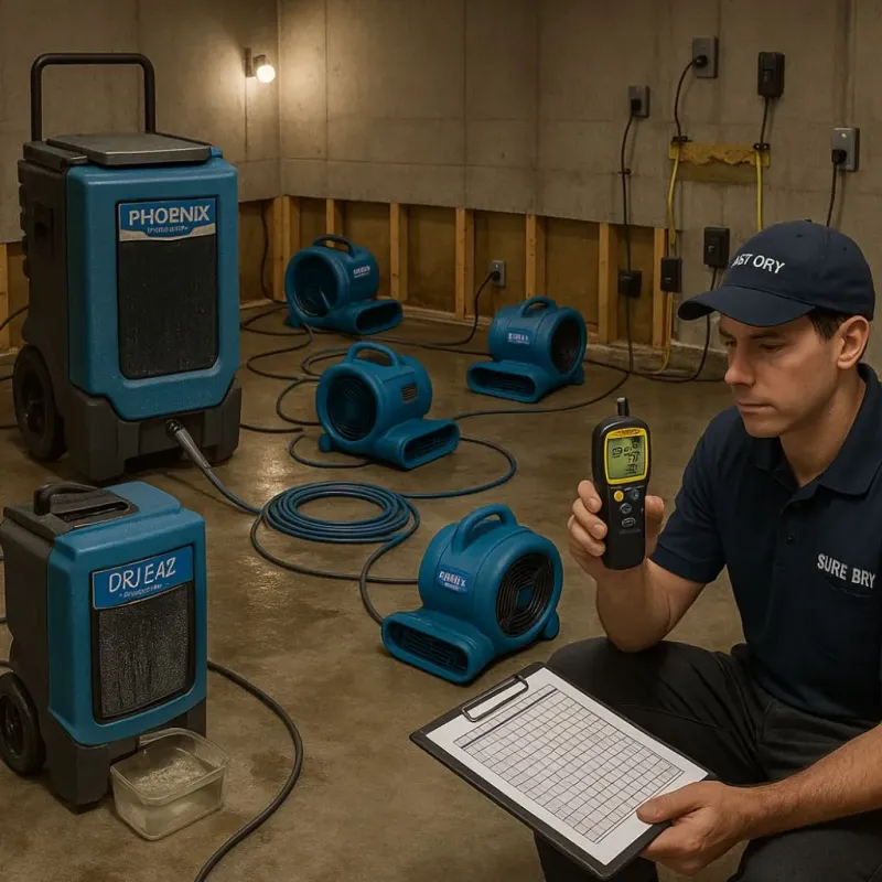 Structural Drying and Dehumidification process in Rockwood, TN